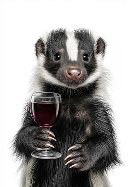 Skunk with Wine Glass