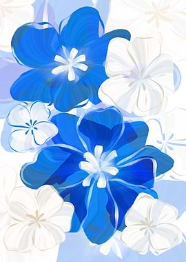 Blue and White Floral Painting