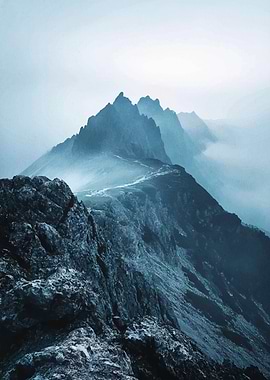 Misty Mountain Peaks Landscape