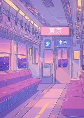 Tokyo Train Interior - Anime Style
