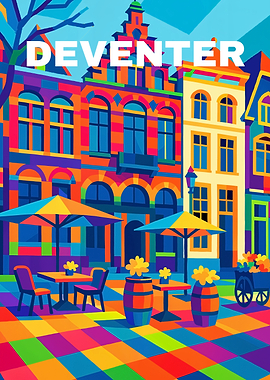 Deventer Cityscape Colorful Digital Art