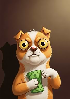 Cartoon Dog with Money