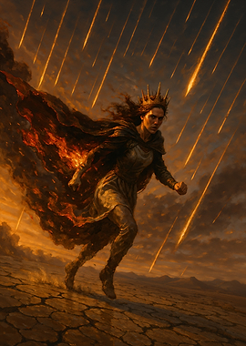 Fiery Queen Running Under Meteor Shower