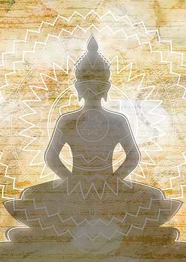 Buddha silhouette with mandala background