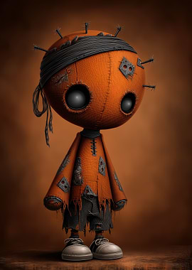 Creepy Orange Voodoo Doll
