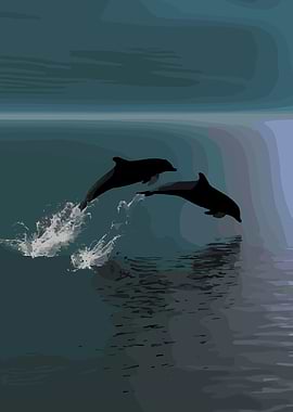 Dolphins jumping in the ocean