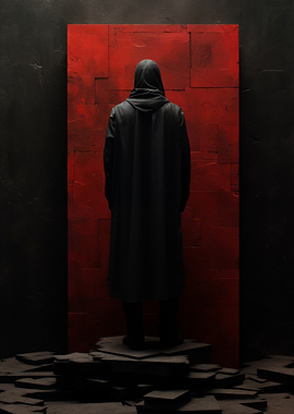 Hooded Figure Red Wall