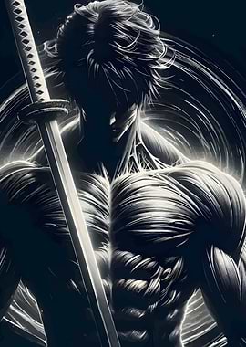 Muscular Warrior with Katana