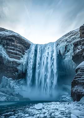Frozen Waterfall Landscape