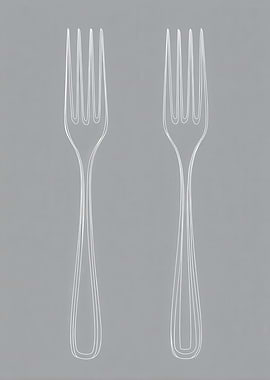 Two Forks on Gray Background