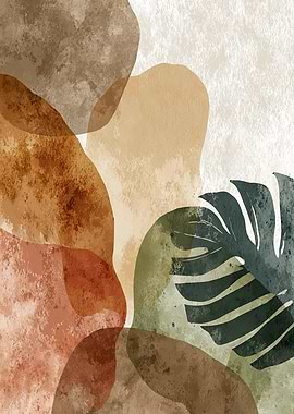 Abstract Shapes and Monstera Leaf Art