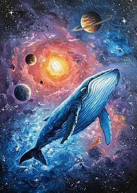 Whale in Space Painting