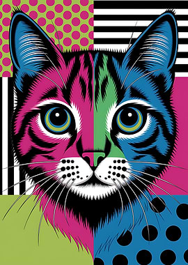Colorful Pop Art Cat Portrait