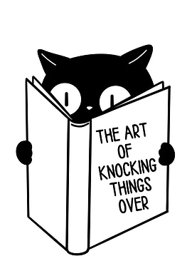 Cat reading 'The Art of Knocking'