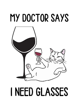 Funny Cat Wine Glasses Cartoon
