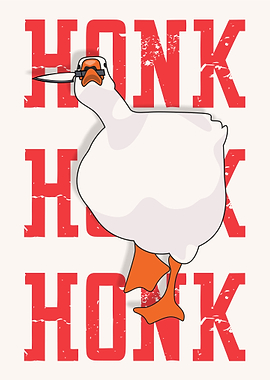 Goose with Knife Honk Illustration