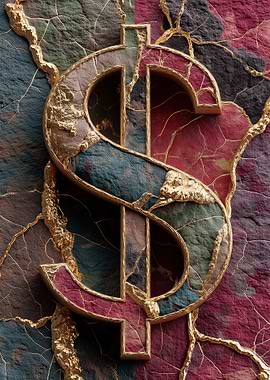 Golden Marble Dollar Sign