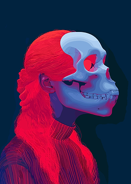 Skull and Woman Portrait