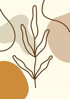 Minimalist Leaf and Abstract Shapes Art