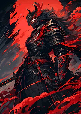 Red and Black Armored Warrior