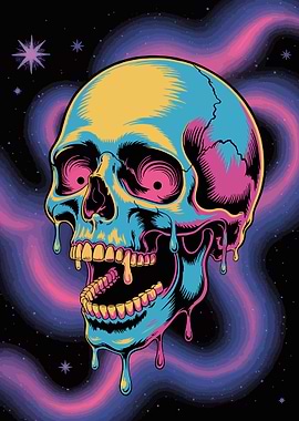 Psychedelic Skull in Space