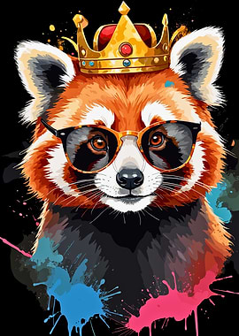 Red Panda King with Glasses