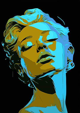 Marilyn Monroe Portrait in Blue and Gold