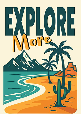 Explore More Beach Landscape Illustration
