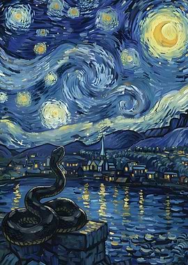 Starry Night with Snake