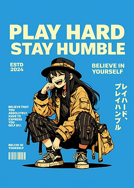 Play Hard, Stay Humble Anime Girl