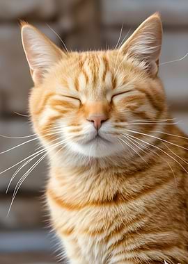 Contented Ginger Cat Portrait