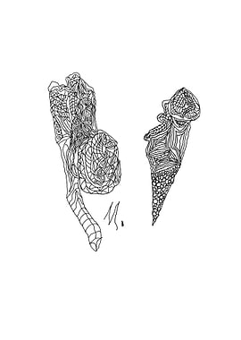 Abstract Black and White Line Art