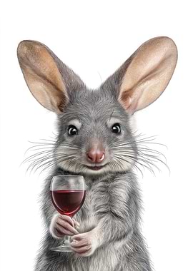 Cute Bilby with Wine Glass