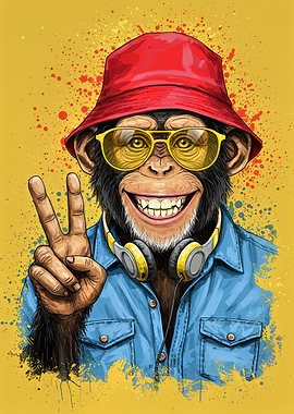 Cool Monkey with Peace Sign