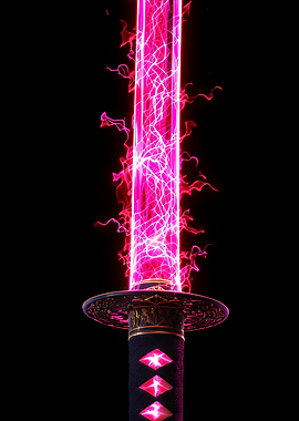 Glowing Pink Energy Katana Sword