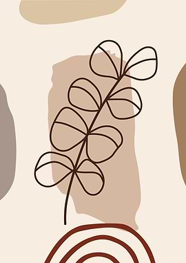 Minimalist Botanical Art with Abstract Shapes