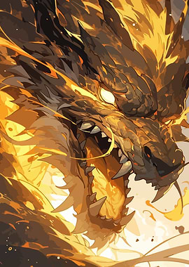 Fiery Dragon Head Digital Art