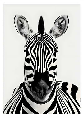 Zebra Portrait Black and White
