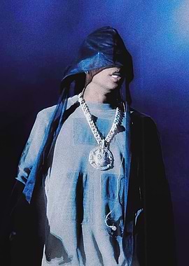 Man with covered eyes and chain