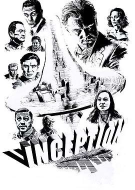 Inception Movie Poster Black and White