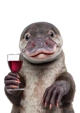 Platypus with Wine Glass