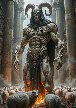 Horned Skull Demon with Sheep