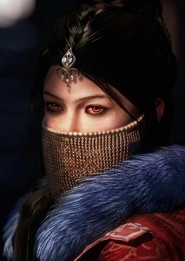 Mysterious Woman with Red Eyes