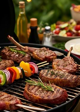 Grilled Meat and Vegetable Skewers