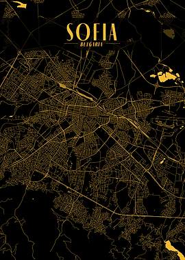Sofia Golden Map Art