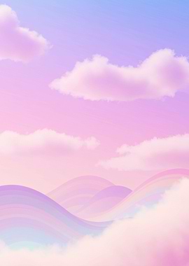 Pastel Sky Landscape with Clouds