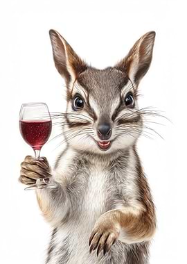 Numbat with Wine Glass