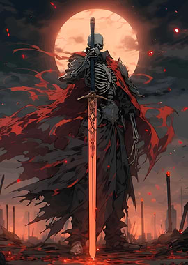 Skeleton Warrior with Sword and Cape
