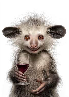 Aye-aye with Wine Glass