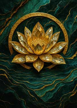 Abstract Golden Lotus Flower
